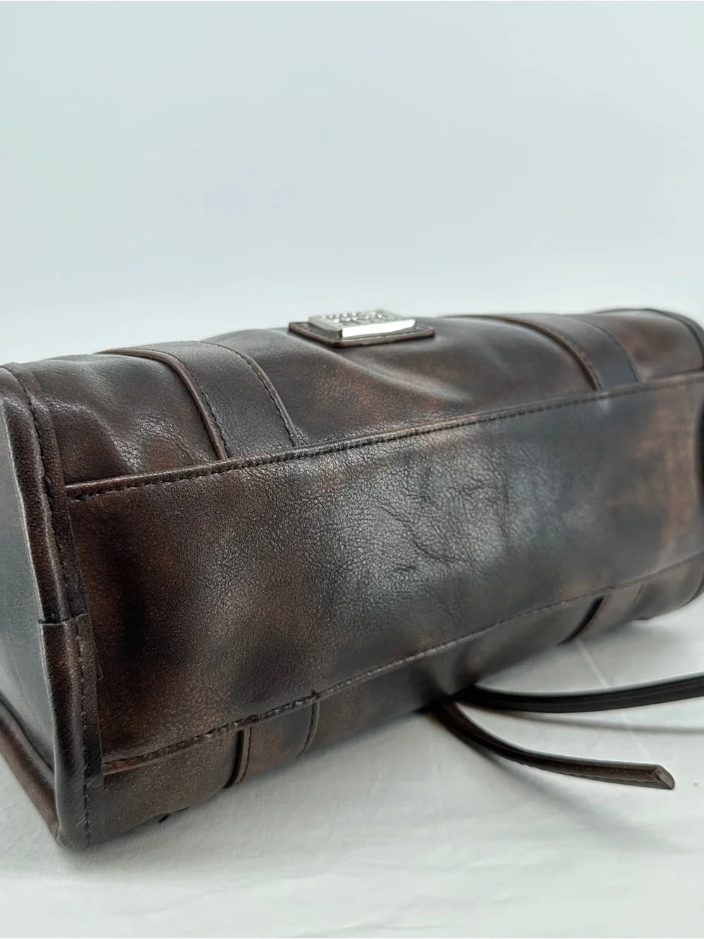 Madison NYC Dark Brown Leather Satchel with Dual Handles NWT - Picture 10 of 12